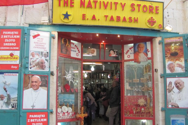 The Tabash family's Nativity Store in Manger Square, Bethlehem