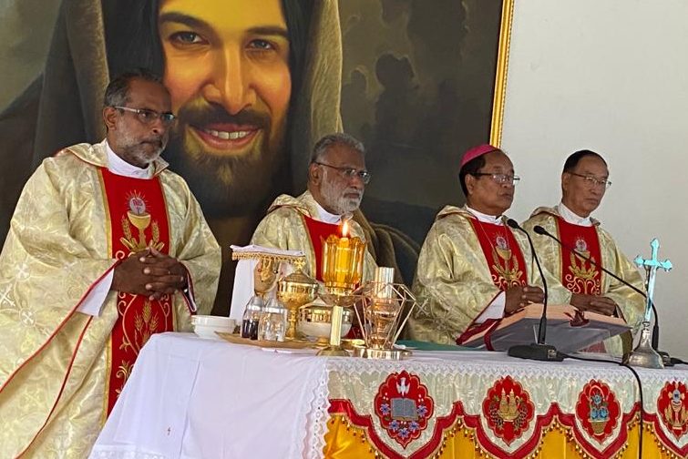 Archbishop Dominic Lumon at the inauguration of the Divine Glory Prayer Tower in Senapati, Manipur.