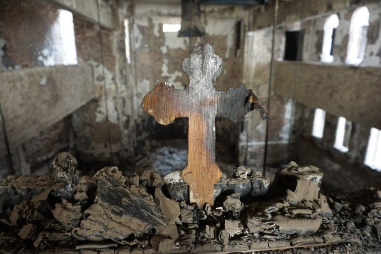 St George’s Coptic Catholic Cathedral in Luxor after the destruction.