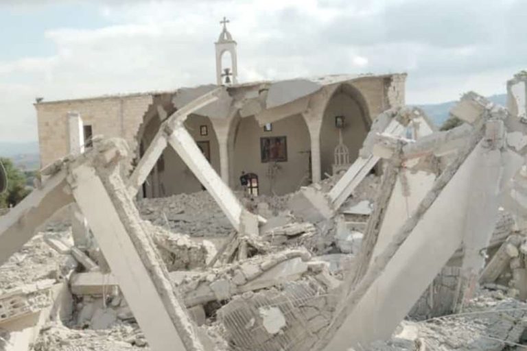 The destroyed church.