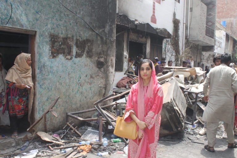 Ribqa Nevash in Jaranwala, Punjab, Pakistan a week after the anti-Christian riots in August 2023.