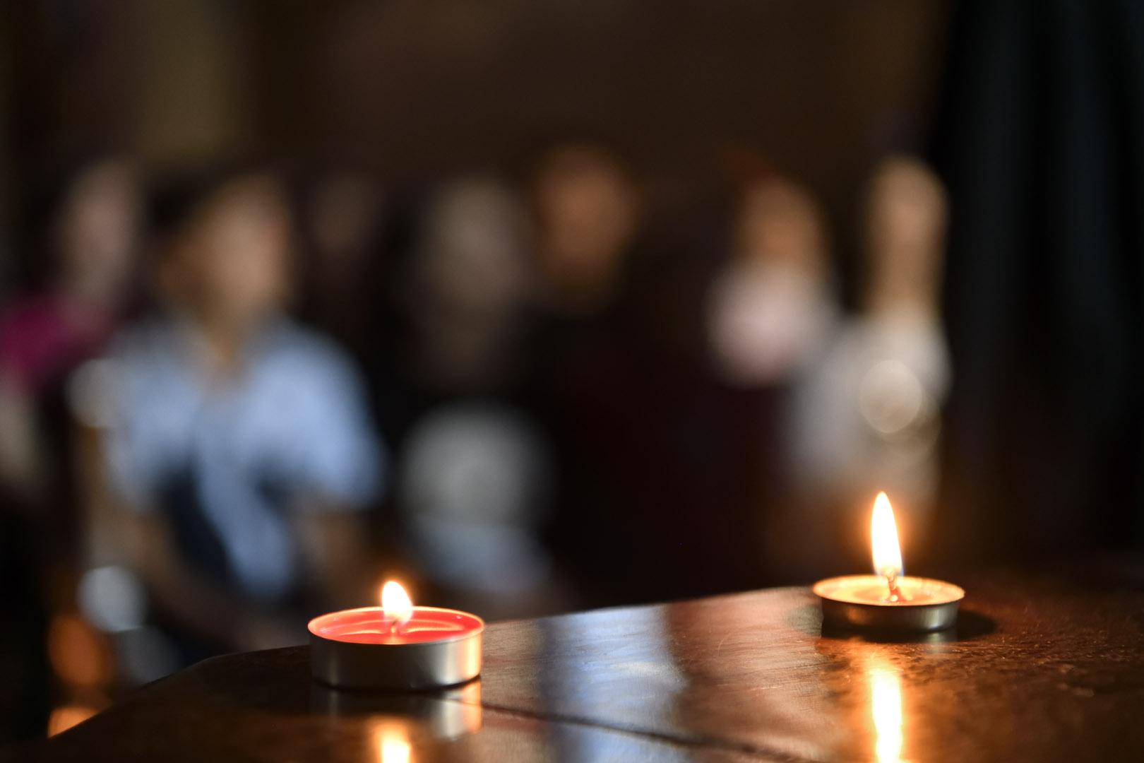 People praying at St. Michael's Greek Melkite Church in Aleppo.